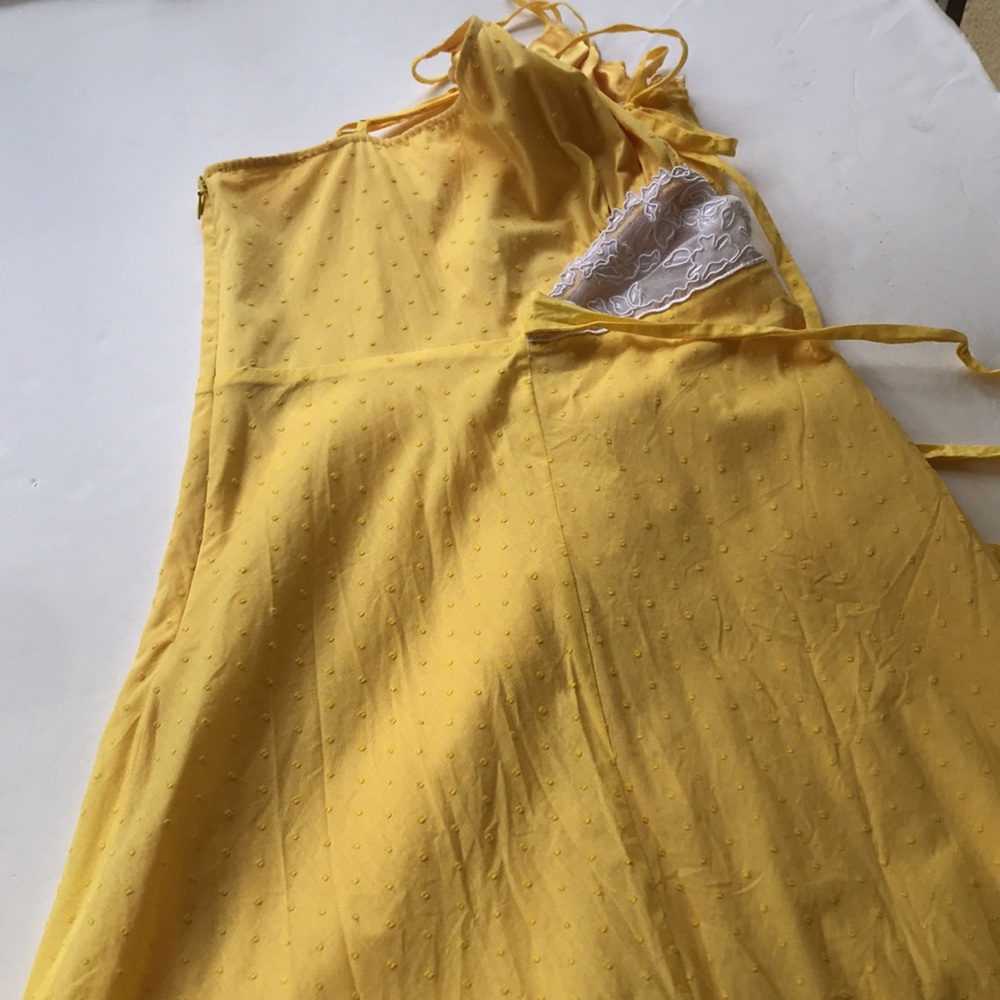 Vintage 90 Y2K Betsey Johnson Yellow Lace Milkmaid Coquette Fairy Dress Yellow 8 - Picture 17 of 17